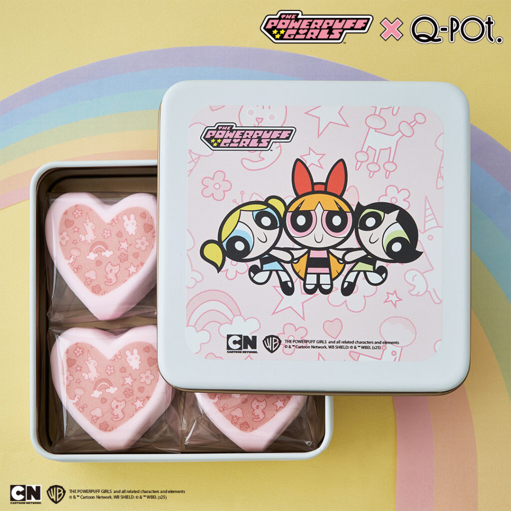 キューポット東京スカイツリータウンソラマチポップアップイベントのパワーパフガールズスイーツマシュマロ缶